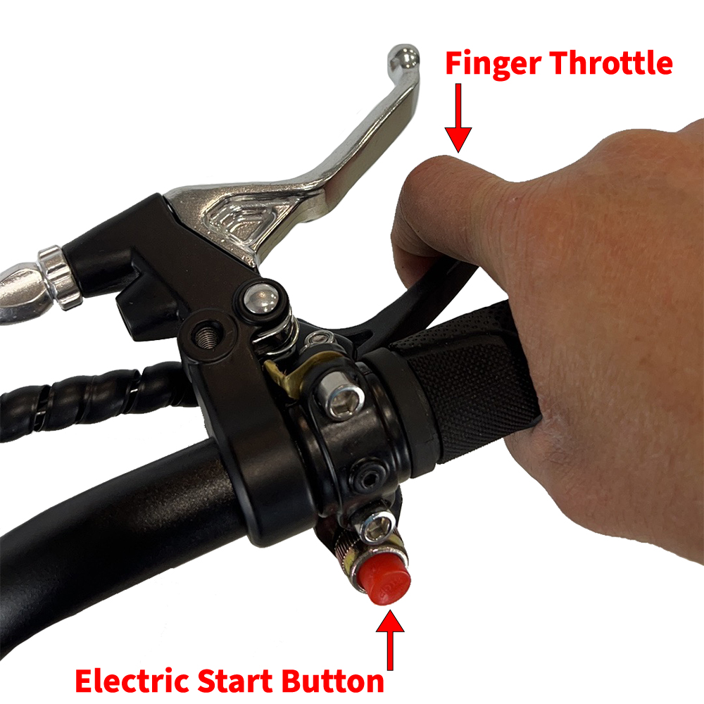 Finger throttle and electric start button