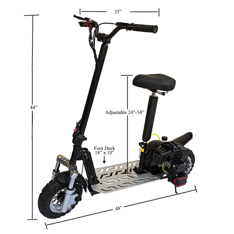 Upgraded 49cc 2 stroke scooter dimensions