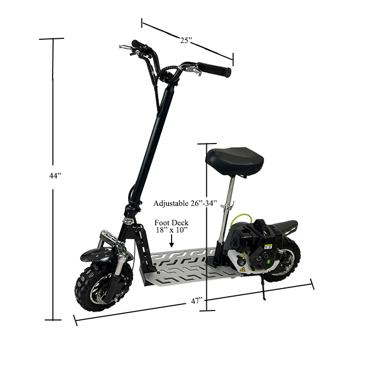 Upgraded 49cc 2 stroke scooter dimensions