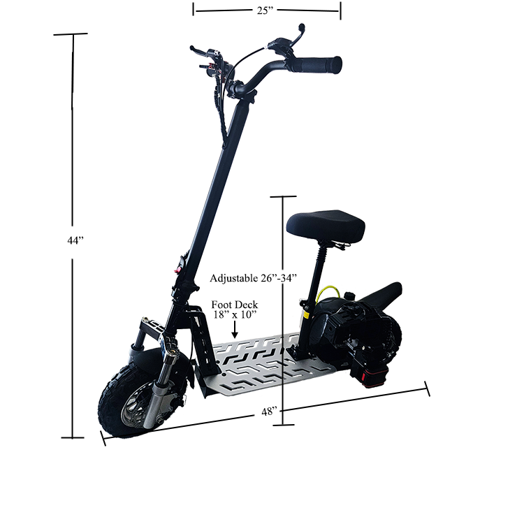 Upgraded 49cc 2 stroke scooter dimensions
