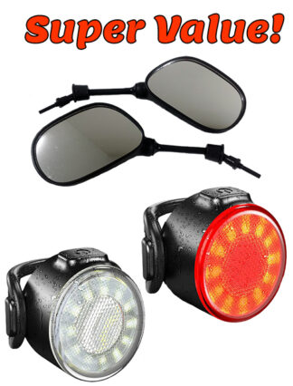 Safety light package, mirrors, headlight and tail light